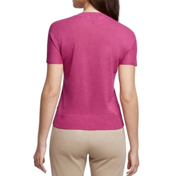 NEW Banana Republic Women's Size L Pink Linen Blend Knit Top - Picture 2 of 9